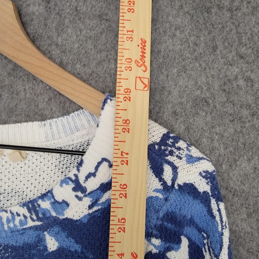 Soft Surroundings Marin Sweater Womens L Blue Floral Waffle Knit Tunic Pullover - Picture 11 of 12